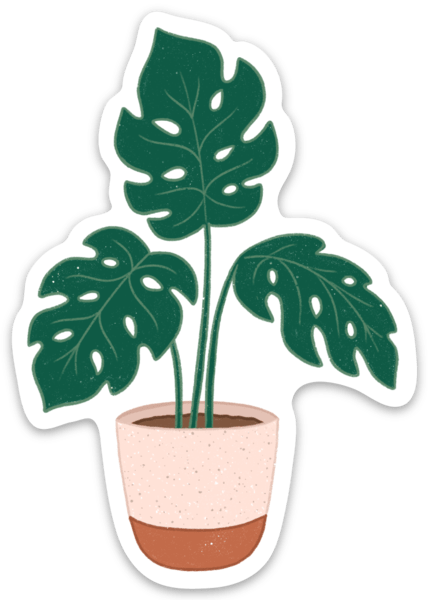 Potted Monstera Plant Sticker 3.5" x 2"
