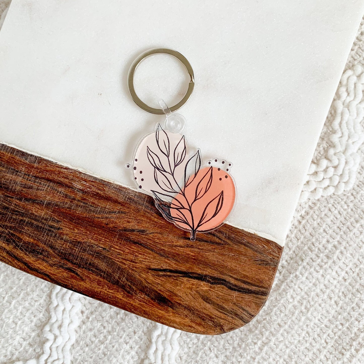 Pink Leaves Keychain 1.75" x1.75"